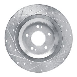 Hyundai SANTA FE Brake Rotor (1) - Rear Right - R1 Concepts - Drilled & Slotted - Silver - `22-`25